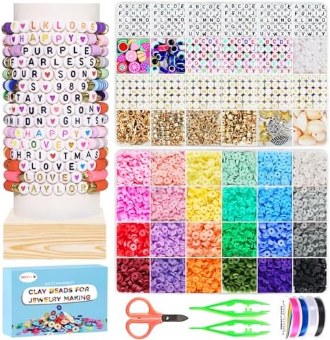 Redtwo Friendship Bracelet Kit Concert Bracelets Merch, 2 boxs 7200pcs Clay Beads Jewelry Making Kit with Number Letter Beads Album Inspired Bracelets Gift for Girls Kids Teen Crafts by Redtwo