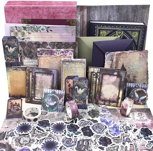 Diuhofart Ultimate Vintage Scrapbook Supplies & Junk Journal Kit - A6 Retro Notebook, Aesthetic Stationery Supplies, Craft Gift Set for Women, Perfect for Journaling & Scrapbooking by Diuhofart