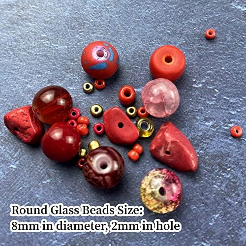 Assorted Glass Resin Beads Multi Size Colors Smooth Cracked Gravel Millet Spacer Beads for Bracelets Necklace Earring DIY Jewelry Making Craft(Red Series) - Image 4