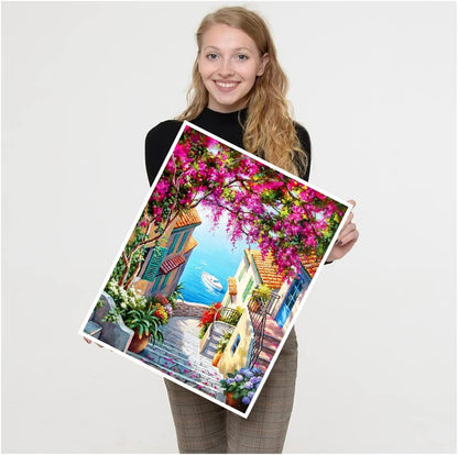 VIGEGU 2 Pack Cityscape Paint by Numbers Kit for Adults with Framed, Landscape Paint by Number DIY Adult Paint by Number Kits for Wall Decor 10x12in - Image 3