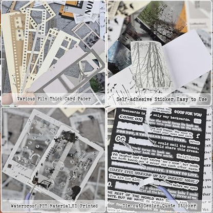 Diuhofart Vintage Scrapbook Supplies Kit, 80Pcs Diecut Film Strips Photo Frames Stickers for Junk Journal Supplies, Scrap Booking Materials, Quote Stickers for Journaling, Scrapbooking, Crafts Arts - Image 3