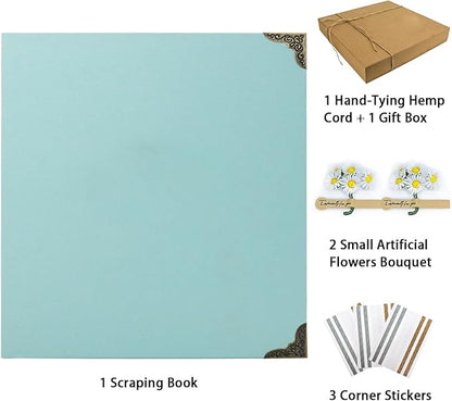 Scrapbook Album 12" x 12" DIY Scrapbook Photo Album Hardcover Kraft Paper 3 Rings Memory Book for Wedding, Anniversary, Travel, Family, LightGreen
