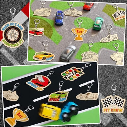 RattanView 24 Pcs Race Car Craft Color Your Own Keychains - Image 6