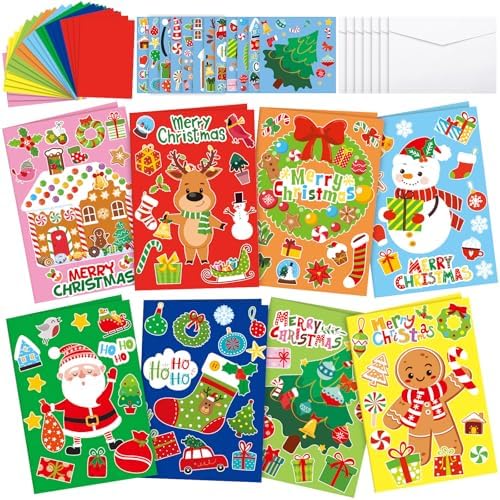 Fullhawl 48 Set Christmas Card Making Kits DIY with Stickers Envelopes by Fullhawl