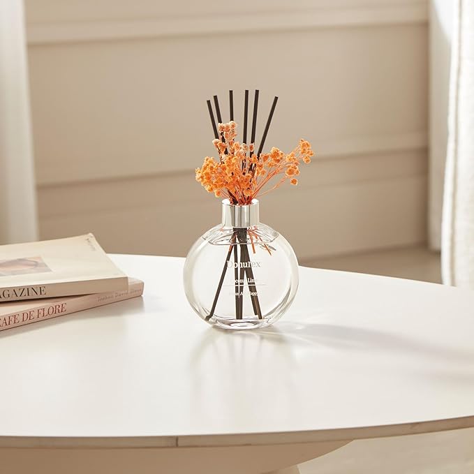 Donurex Flower Reed Diffuser Set 5.07oz Coconut Lime Scent Diffuser with Sticks Home Fragrance Reed Diffuser for Bathroom Shelf Decor