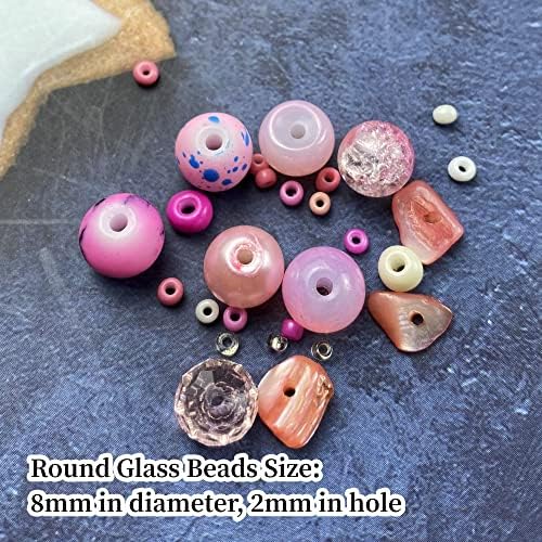Assorted Glass Resin Beads Multi Size Colors Smooth Cracked Gravel Millet Spacer Beads for Bracelets Necklace Earring DIY Jewelry Making Craft(Pink Series) - Image 3