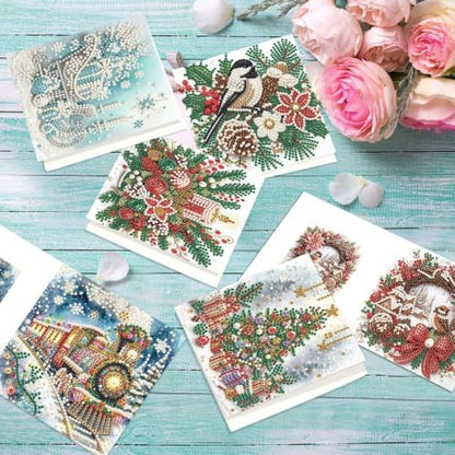 Artiphile DIY Pearl Art Painting Greeting Card Set Crafts Decor 6-Piece Foldable Cards Kit with Envelopes and Tools for Holiday Wishes Adult Crafting Project-Christmas-3 - Image 5