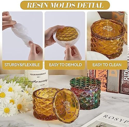 ISSEVE Jar Resin Molds, Large Diamond Jar Silicone Molds with 2Pcs Lid - Image 3