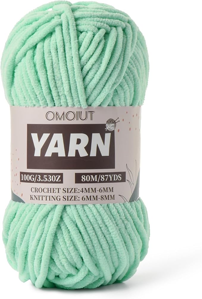 Aqua Green Fluffy Chenille Yarn for Crocheting - Baby Yarn for Crocheting Soft Blanket - (100g/87.4yds) Crochet Amigurumi Chunky Yarns - Velvet Worsted Weight Yarns 5