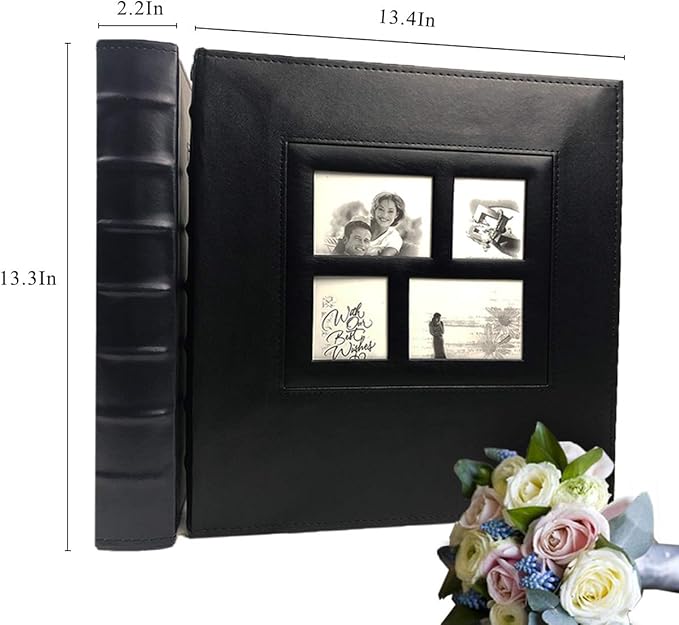 RECUTMS Photo Album Self Adhesive Magnetic DIY Scrapbook 60 Pages 13.3 x 13.4 (Inches) Accommodate 8X10 6X8 5X7 4X6 Photo Wedding Album Memory Book (White)