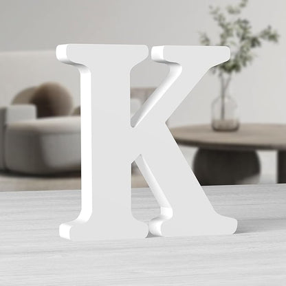 AOCEAN 10 Inch White Big Wood Letters, Unfinished Wooden Letters for Wall Decor Decorative Standing Letters Slices Sign Board Decoration for Craft Home Party Projects (K)