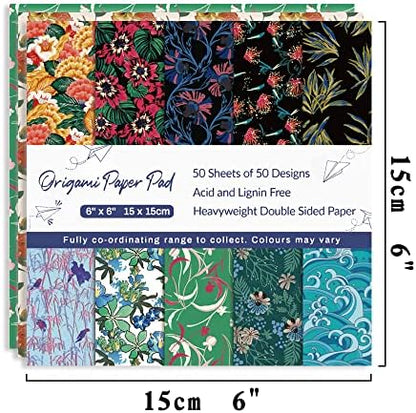 Origami Paper 50 Sheets,6-Inch Square Double Sided Colored Craft Paper - Image 2