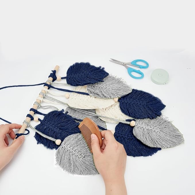 FREEBLOSS Macrame Leaf Wall Hanging Kit Boho Wall Hanging Macrame Tapestry DIY Macrame Wall Art for Beginners Macrame Boho Wall Decor for Room Decor Adults Gift