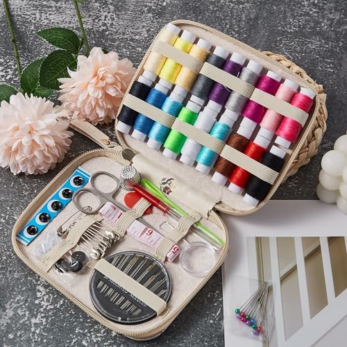 Floral Sewing Kit Printing Sewing Project Kits,Professional Sewing Supplies for Adults, Zipper Sewing Needles Set, 87 PCS Travel Sewing Accessory for Emergency, Home - Image 5