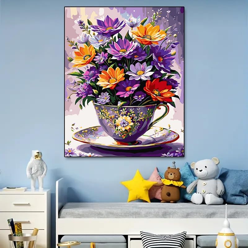 Arttoplus Flowers Paint by Numbers Kit for Adults Beginner 16x20 inch - Image 4