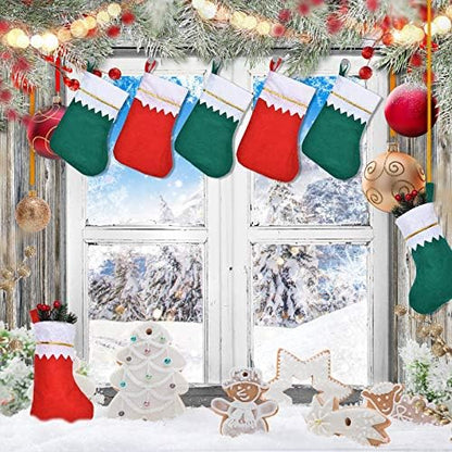 Skylety 24 Pcs Red and Green Christmas Felt Stockings Bulk 3.94 x 7 Inches Christmas Tree Hanging Ornaments for Family Fireplace Xmas Holiday Party Decorations DIY Craft Large Xmas Stocking Bags - Image 3