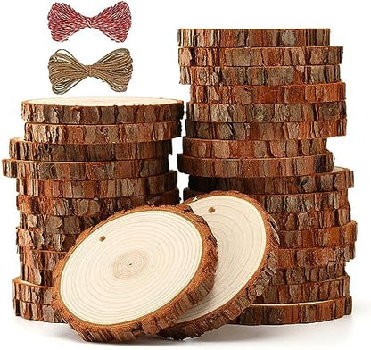 SENMUT Unfinished Wood Slices 30pcs 2.8"-3.0" Wood Circles for Crafts, Predrilled Natural Wood Rounds, Wooden Discs Perfect for DIY, Artistic Creations & Christmas Wood Ornaments for Crafts by SENMUT