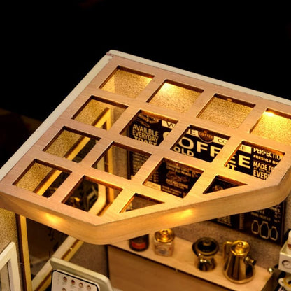 CUTEROOM DIY Miniature House Kit - Mini Craft Rooms for Adults with LED Lights, Realistic Mini Dollhouse Kit Building Model Kit, Creative Home Decor Gift- Leisure Coffee Shop - Image 5