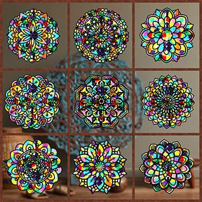 Tinlade 18 Pack Mandala Window Clings DIY Kit Stained Glass Kit Suncatchers by Tinlade