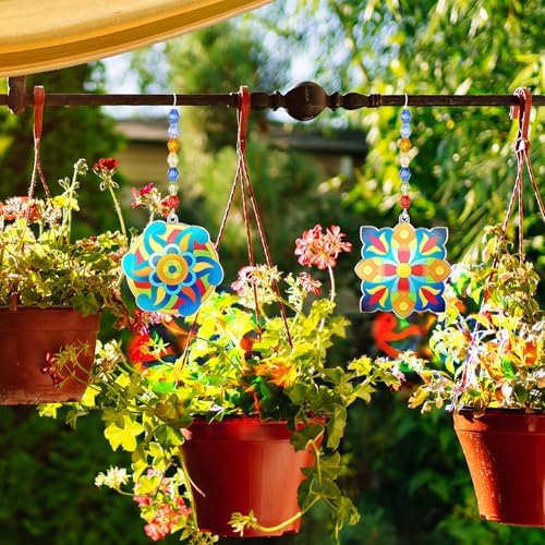 Dunzoom 30 Set Mandala Suncatchers Kits Mandala Flower DIY Suncatchers Craft Kits Make Your Own Paint Ornaments for Art Craft Summer Sun Catchers Party Supplies - Image 5
