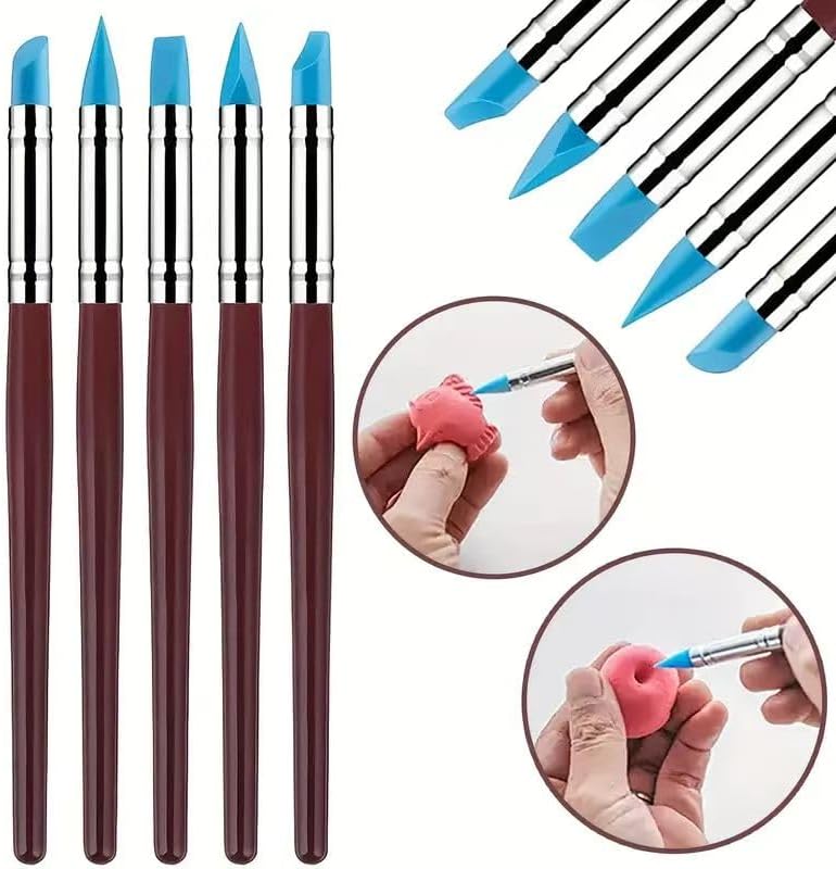 43PCS Polymer Clay Tools Kit, Clay Sculpting Art Tool Set with Wooden Carving Tools, Ball Stylus, Silicone Scrapers, Art Brushes & Detail Needles for Pottery, Modeling, DIY Crafts for Beginners-Black - Image 2