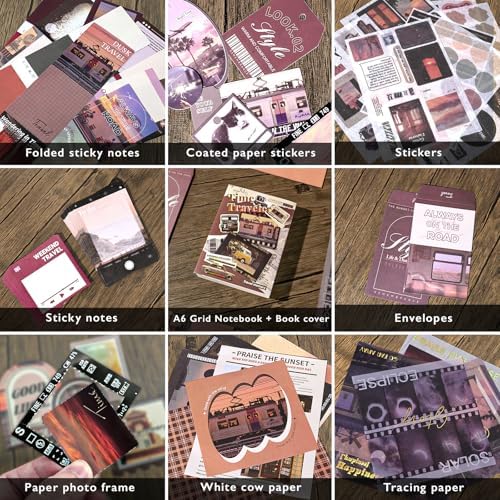Travel Scrapbooking Supplies Kit, A6 Notebook, Vintage Junk Journaling Kit - Image 4