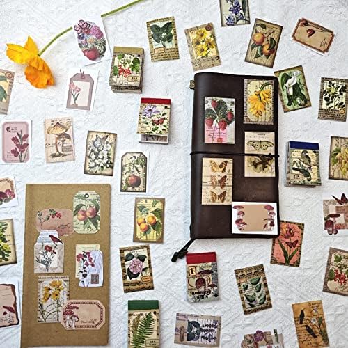 PRSTINCOL 300 Pcs Scrapbook Washi Stickers,Vintage Flower Butterfly Botanical Sticker Book for Junk Journal,Decorative Paper Stickers for Bullet Journal, Album, Collage, Planner, Gift Wrapping - Image 4