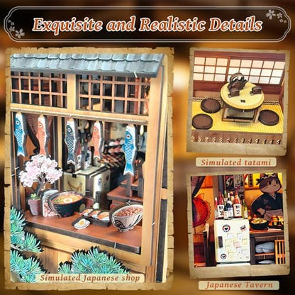 DIY Book Nook Kit, 3D Wooden Puzzle Miniature House Kit Adult, Japan Sakura - Image 4