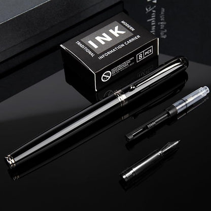 Zalantan Fountain Pen-Smooth Writing Metal Water Pen with Gift Case Fine Nib Consistent Ink Flow Luxury Pen for Nice Pens Includes a Calligraphy Nib 8 Cartridges a Ink Refill Converter(Grey)