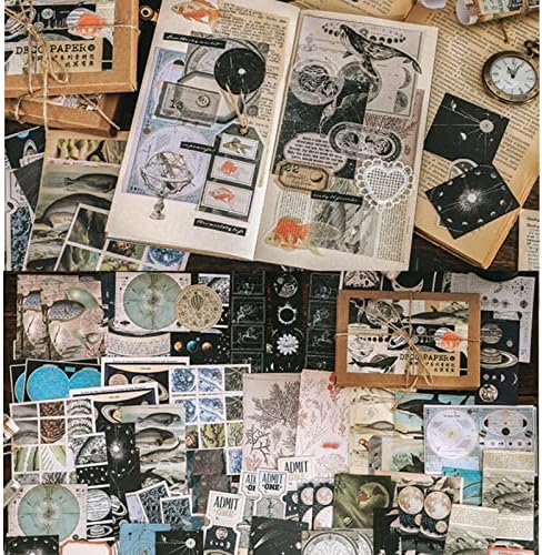 Esweny 200 Pieces Vintage Ephemera Scrapbooking Supplies Pack for Journaling, Decoupage Paper Scrapbook Stickers Kit for Junk Journal Planners Collage Craft Notebooks Album (Space and Sea) - Image 7
