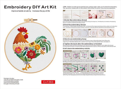 Haootadiy Beginner Embroidery Kit for Adults, Easy Cross Stitch Kit for Beginners and Adults, Full Embroidery Hoop Kit with Needles and Thread Included (Pattern 12) - Image 3