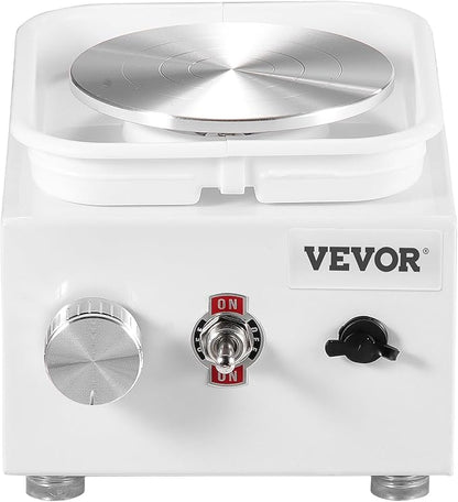 VEVOR Mini Pottery Wheel for Kids & Beginners, 2 Turntables 2.6in/3.9in Two-Way Rotation, 0-320RPM Adjustable Speed, with 18pcs Accessories Tools, Craft Christmas Gifts for Kids Teens Adults, White