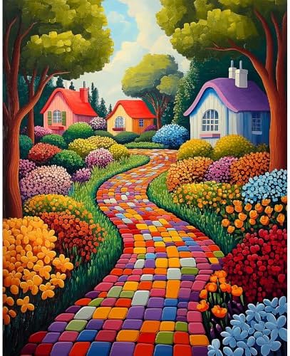 Natuyalo Paint by Numbers Kit for Adults Beginners, 16" Wx20 L Canvas Pictures Painting Acrylic Paintwork with 3 Pcs Paintbrushes, Colorful Town Landscape by Natuyalo