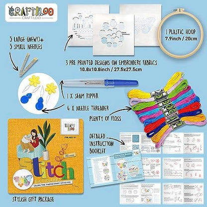 Butterfly Embroidery Kit for Beginners - Stamped Cross Stitch, Adults - Image 3