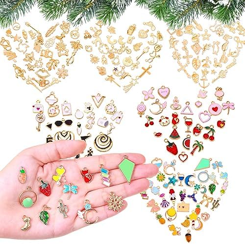 Acejoz 200Pcs Enamel Charms for Jewelry Making, Assorted Wholesale Mixed Bulk Metal Earring Bangle Charms for DIY Necklace Bracelet Jewelry Making and Crafting - Image 6