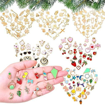 Acejoz 200Pcs Enamel Charms for Jewelry Making, Assorted Wholesale Mixed Bulk Metal Earring Bangle Charms for DIY Necklace Bracelet Jewelry Making and Crafting - Image 6