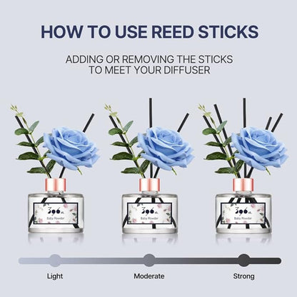 396 st. Rose Flower Reed Diffuser, Red Rose, 200ml(6.7oz) / Reed Diffuser Sets, Home Fragrance, Scented Oils, Home & Bathroom Décor