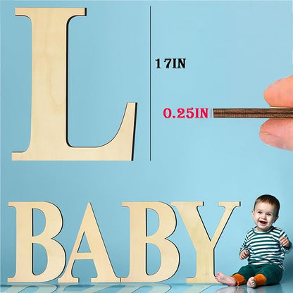 17 Inch Unfinished Wood Letter for Wall Decor, Paintable Thick Wooden Alphabet for DIY Craft Projects, Blank Wood Letter for Birthday, Parties, Wedding, Christmas Home Decoration (L)