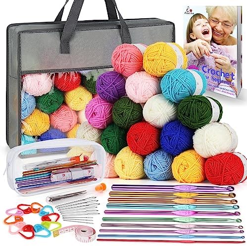 Aeelike Crochet Kit for Beginners Adults, Complete Crochet Set, Grey by Aeelikescrochetworld