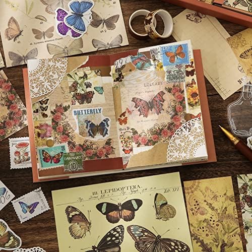 emmoolife Vintage Aesthetic Scrapbooking Supplies Kit, Flowers Botanical Bullet Junk Journal Kit with Journaling Supplies, Tweezers, A6 Grid Notebook,Stationery,Sticker, Birthday Craft Gift for Adult - Image 5