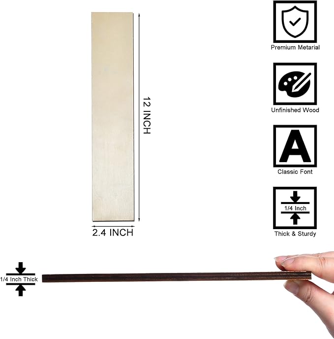12 Inch Wooden Letter I, 1/4 Inch Thick Large Unfinished Wood Letter for Home Wall Decor, DIY Crafts