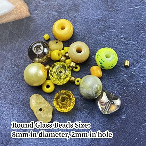 Assorted Glass Resin Beads Multi Size Colors Smooth Cracked Gravel Millet Spacer Beads for Bracelets Necklace Earring DIY Jewelry Making Craft(Yellow Series) - Image 3