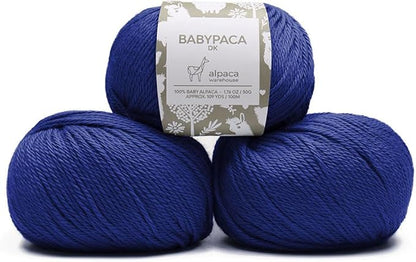 100% Baby Alpaca Yarn Wool Set of 3 Skeins (150 Grams) DK Weight - Made in Peru - Heavenly Soft and Perfect for Knitting and Crocheting (Azure Blue, DK)