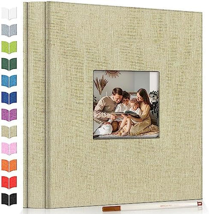 Artfeel Photo Album Self Adhesive Scrapbook Album for 3x5 4x6 5x7 8x10 Pictures,120 Pages Linen Cover with Display Window DIY Photo Book,Ideal Gifts for Family Travel Wedding Baby by Artfeel