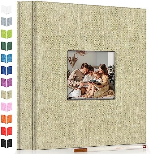 Artfeel Photo Album Self Adhesive Scrapbook Album for 3x5 4x6 5x7 8x10 Pictures,40 Pages Linen Cover with Display Window DIY Photo Book,Ideal Gifts for Family Travel Wedding Baby by Artfeel