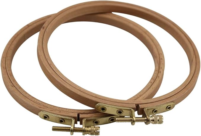 2 Pack 5 Inch Embroidery Hoop, Guofa 13CM Beech Wood Cross Stitch Hoops, Hanging Embroidery Frame Hoop for Decoration
