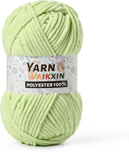 Soft Chenille Yarn for Crocheting, Fluffy Chunky Crochet Yarn for Baby Blanket, (1.76oz/65.6yds) Fuzzy Velvet Yarn for Amigurumi&DIY Puzzle、Crafts、Scarf(Fresh Green)