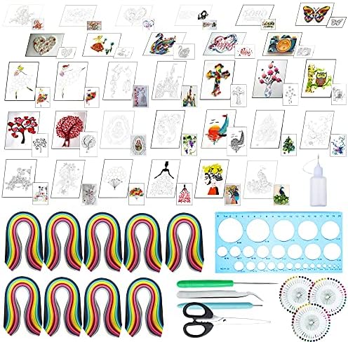Woohome 48 PCS Paper Quilling Kit, Paper Quilling Making Drawing Design, Strips Quilling Paper and Papers Quilling Tools for Quilling Art Paper DIY Drawing Handcraft Handmade, Home Decoration by Woohome