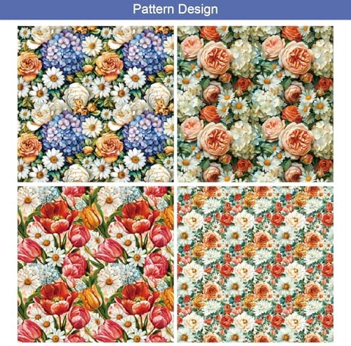 24 Sheets Blooming Flowers Pattern Paper, 6" x 6" Scrapbooking Supplies Decorative Craft Paper for DIY Card Making Photo Album Junk Journal Décor - Image 5
