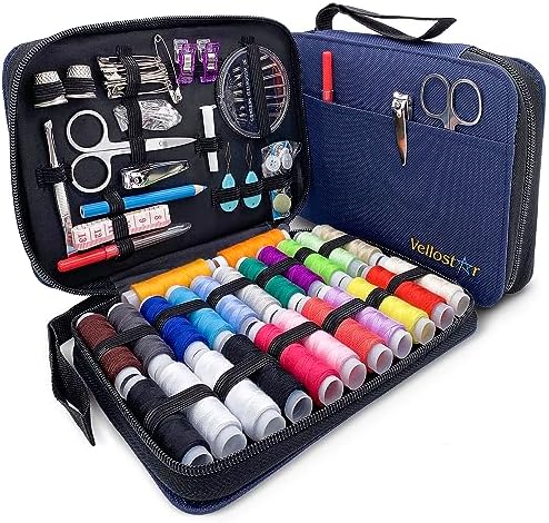 Vellostar Sewing Kit for Men & Adults - 100-Piece Navy Blue Beginner Set by VELLOSTAR